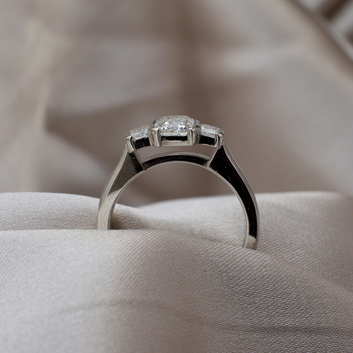 ZENORIA | THREE STONE EMERALD ENGAGEMENT RING - JTaranaki Jewellery