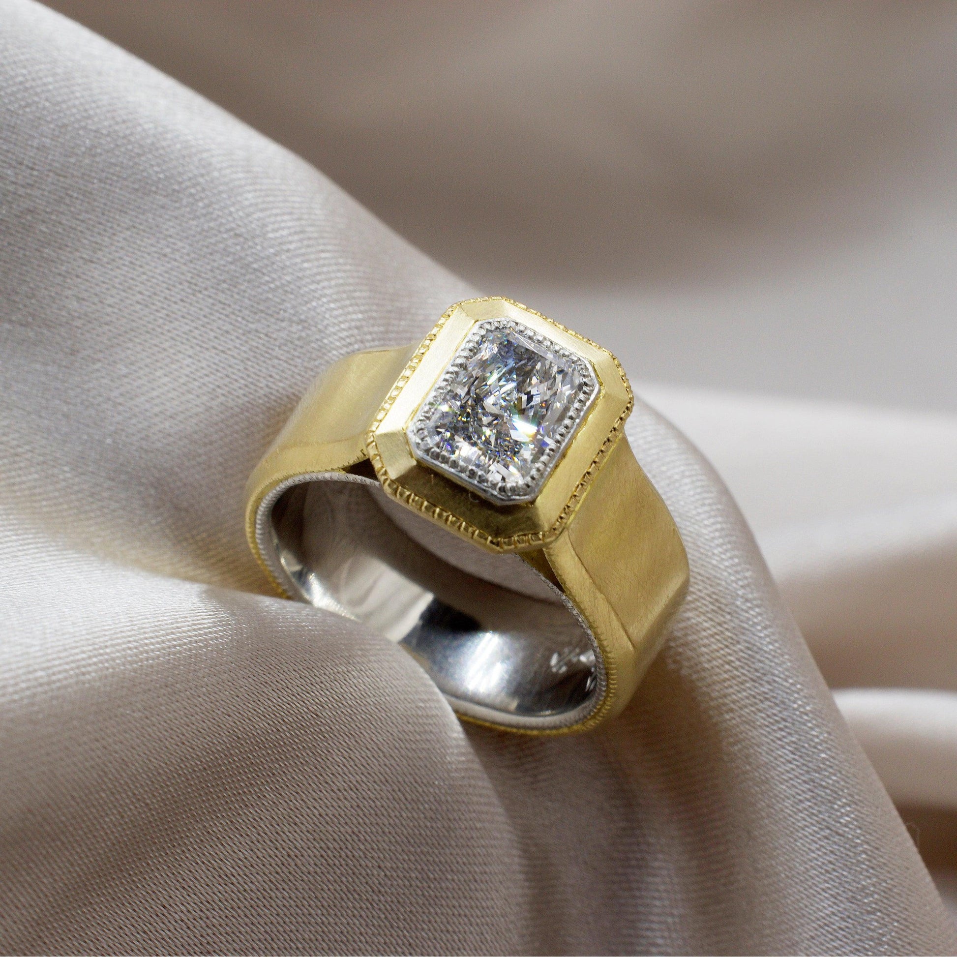 SERAPHIS | KISSING CULET RADIANT DIAMOND ENGAGEMENT RING - JTaranaki Jewellery