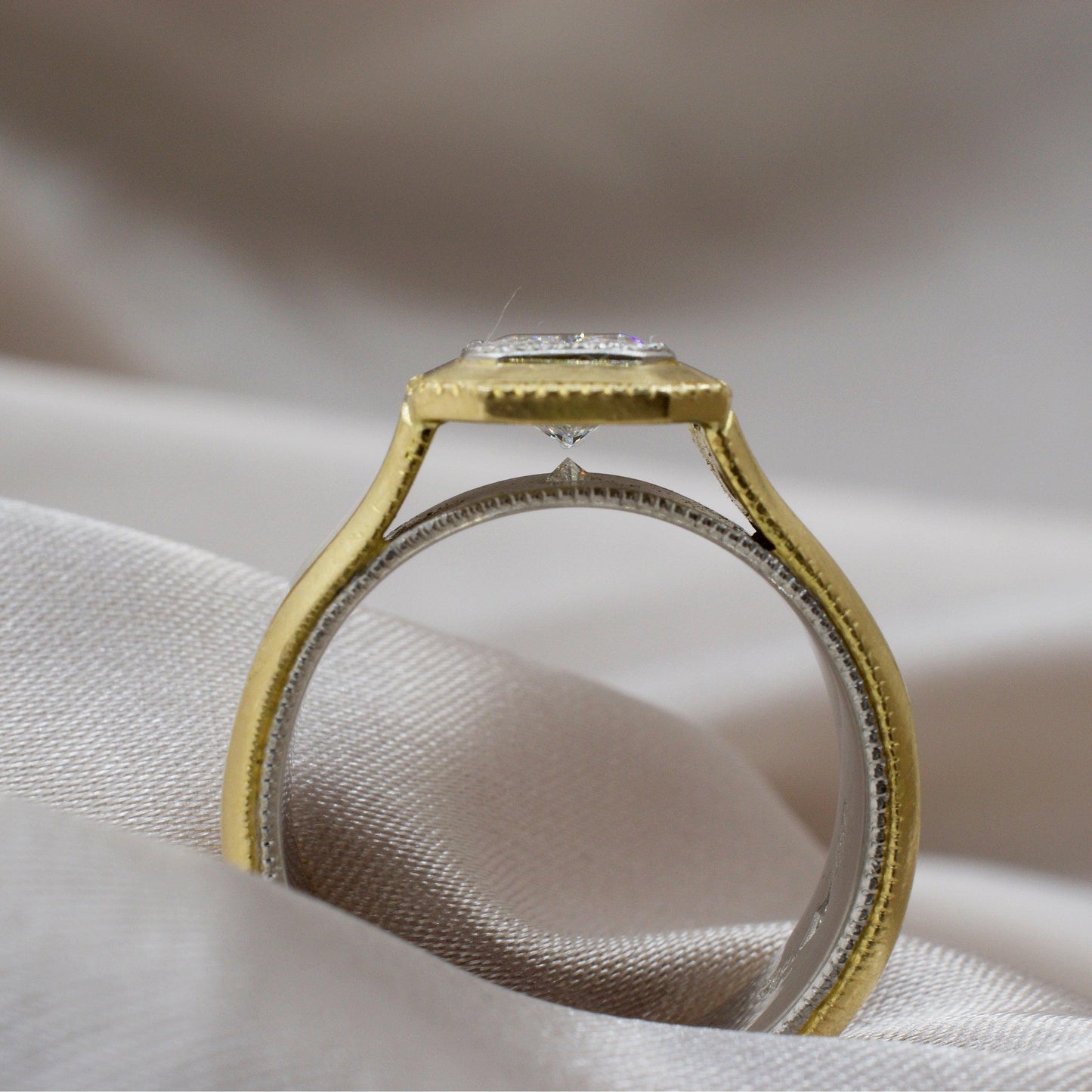 SERAPHIS | KISSING CULET RADIANT DIAMOND ENGAGEMENT RING - JTaranaki Jewellery