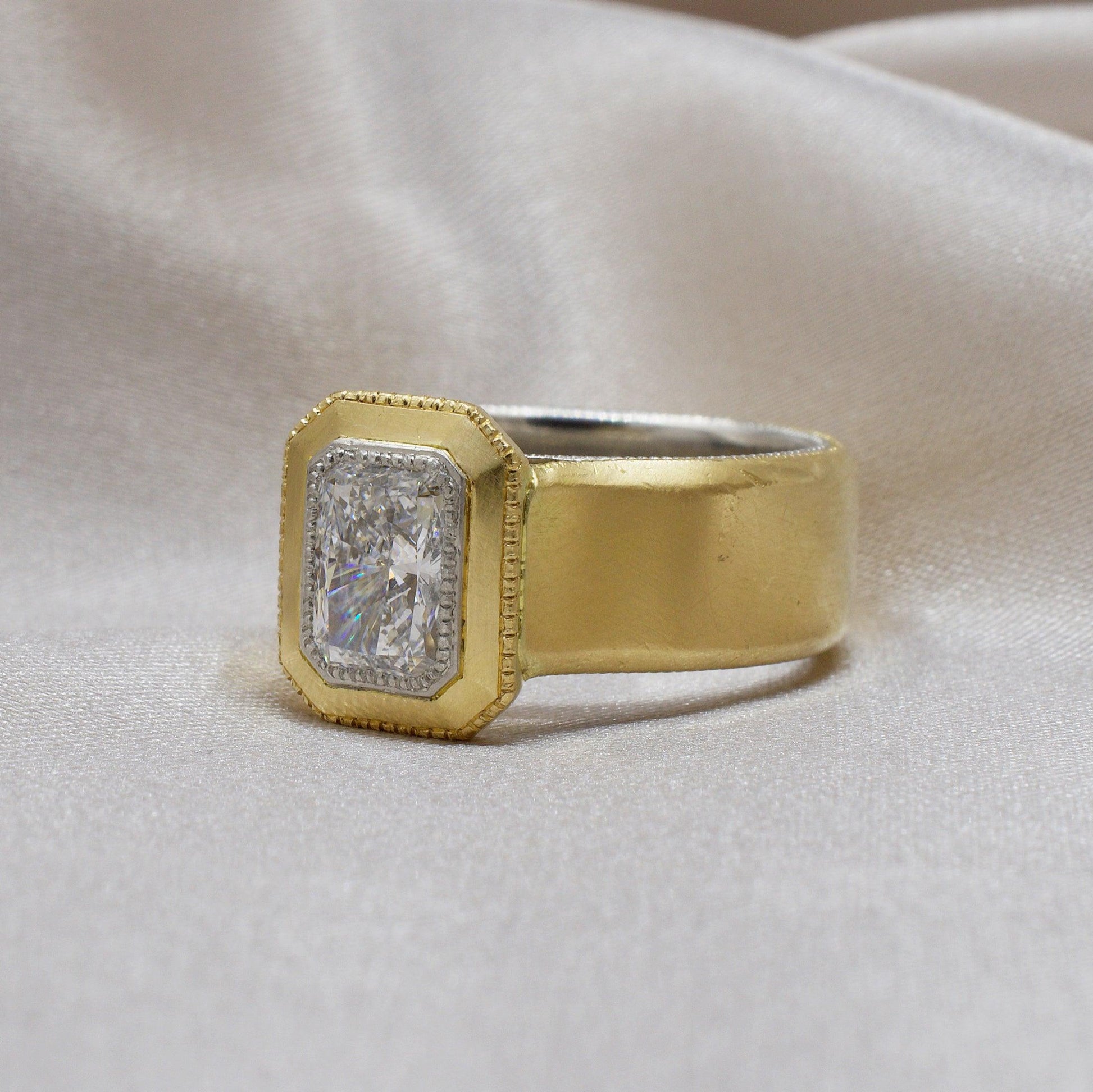 SERAPHIS | KISSING CULET RADIANT DIAMOND ENGAGEMENT RING - JTaranaki Jewellery