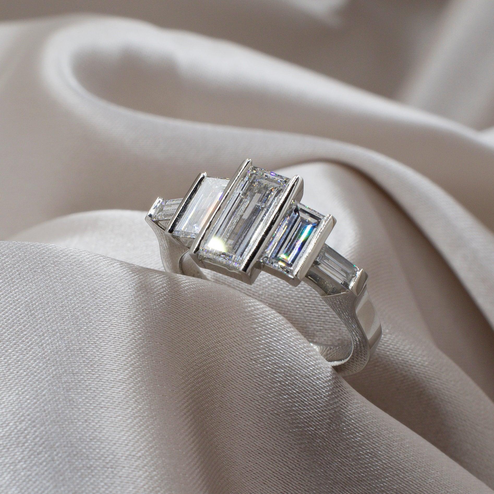 NOCTARA | FIVE STONE BAGUETTE DIAMOND ENGAGEMENT RING - JTaranaki Jewellery