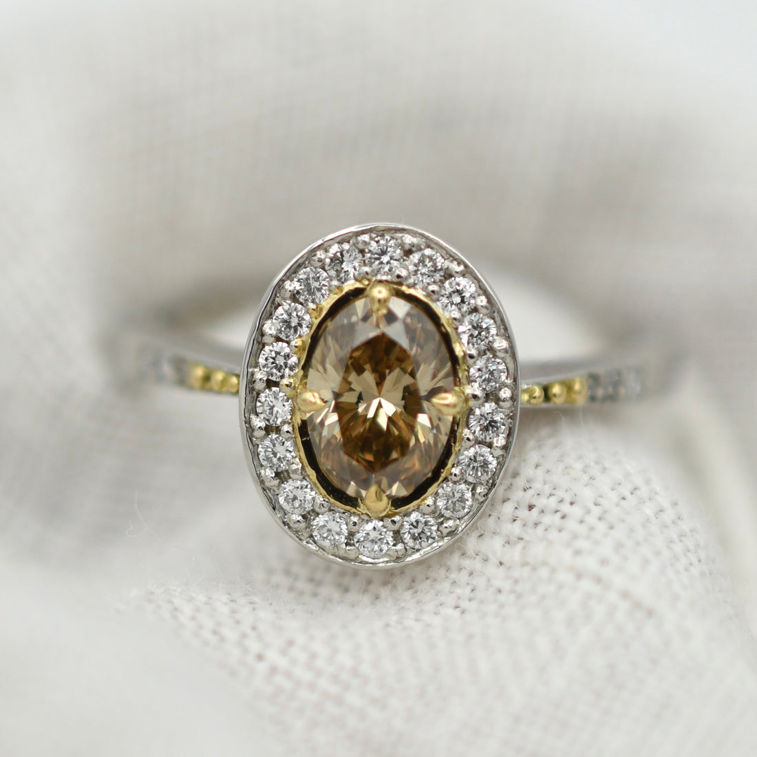 Champagne Oval Diamond Engagement Ring