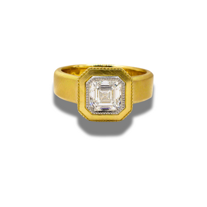 AETERNIS | KISSING CULET ASSCHER DIAMOND ENGAGEMENT RING