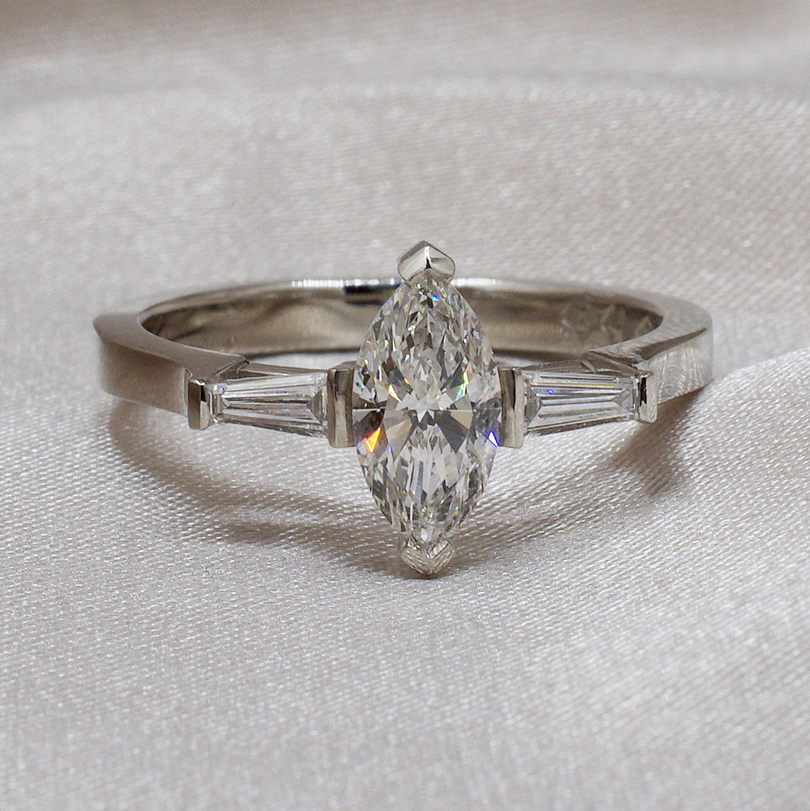 ASTRAEA | THREE STONE MARQUISE ENGAGEMENT RING