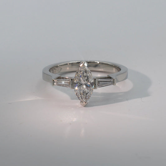 ASTRAEA | THREE STONE MARQUISE ENGAGEMENT RING